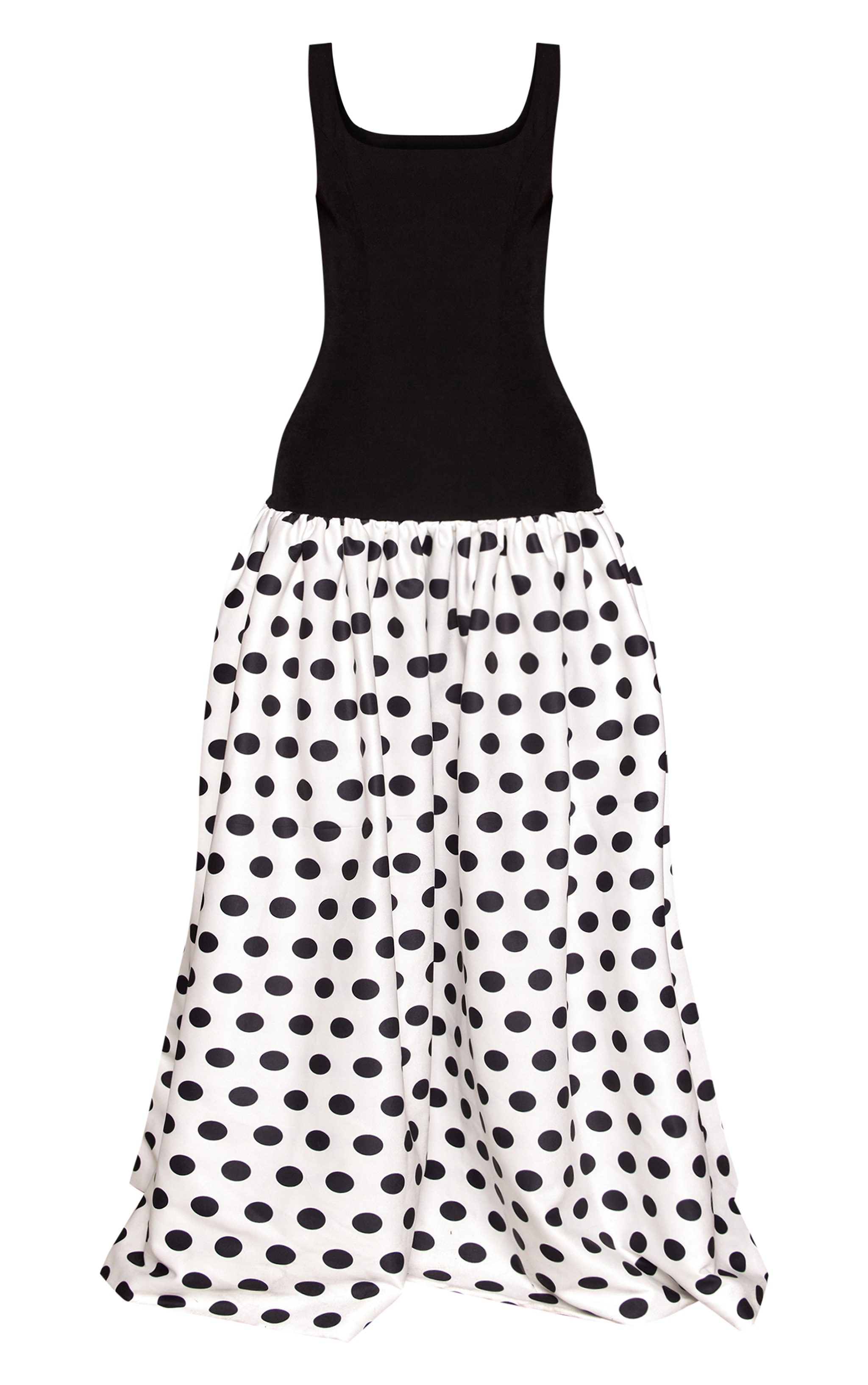 Petite Polka Dot Contrast Woven Gathered Hem Maxi Dress image 5