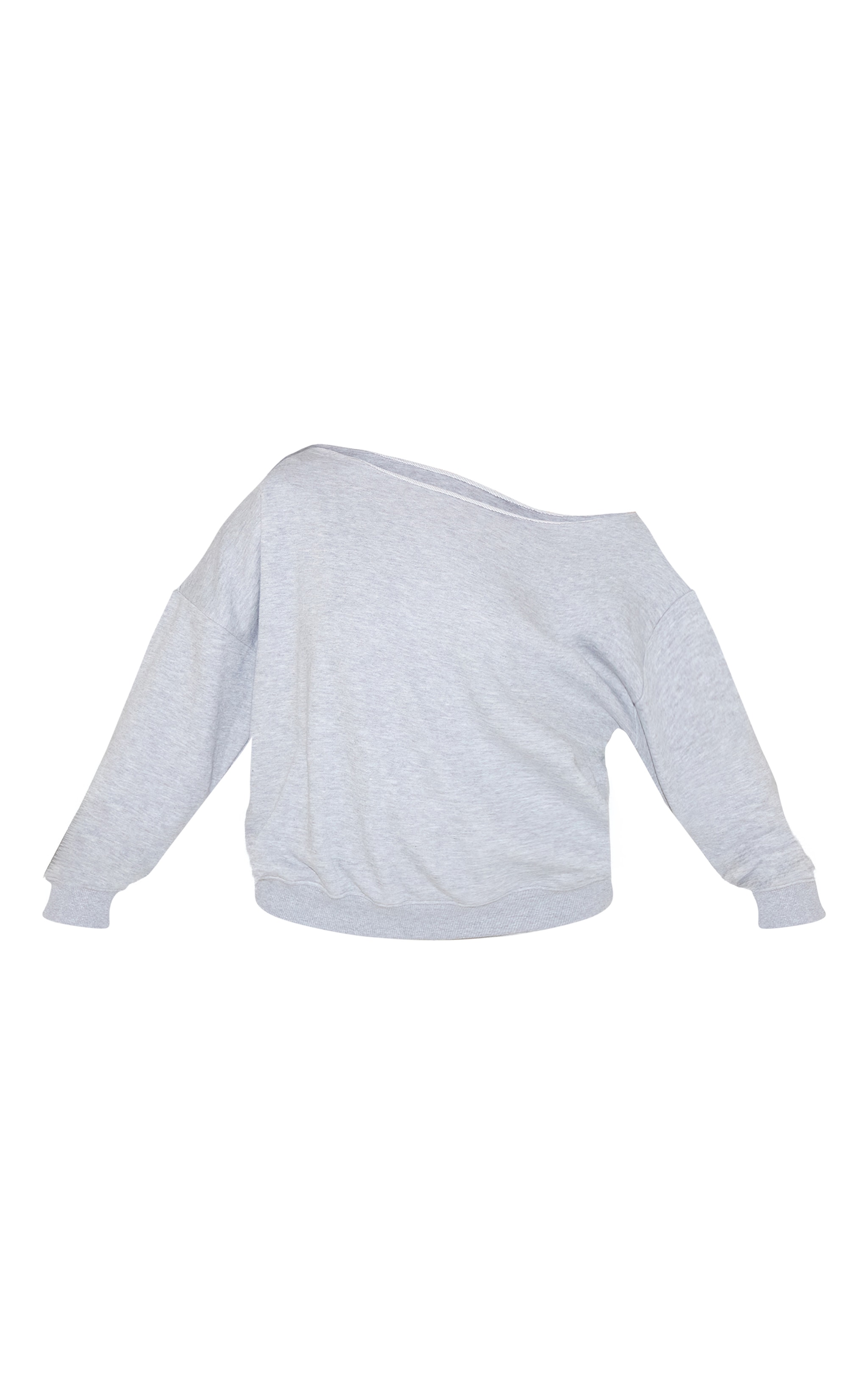 Grey Marl Oversized Off Shoulder Sweatshirt image 5