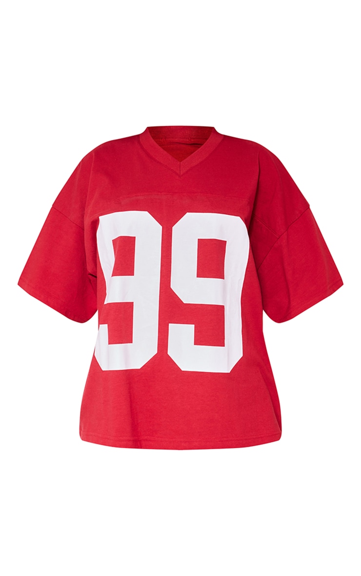 Petite Red Oversized '99' Slogan T-shirt image 5