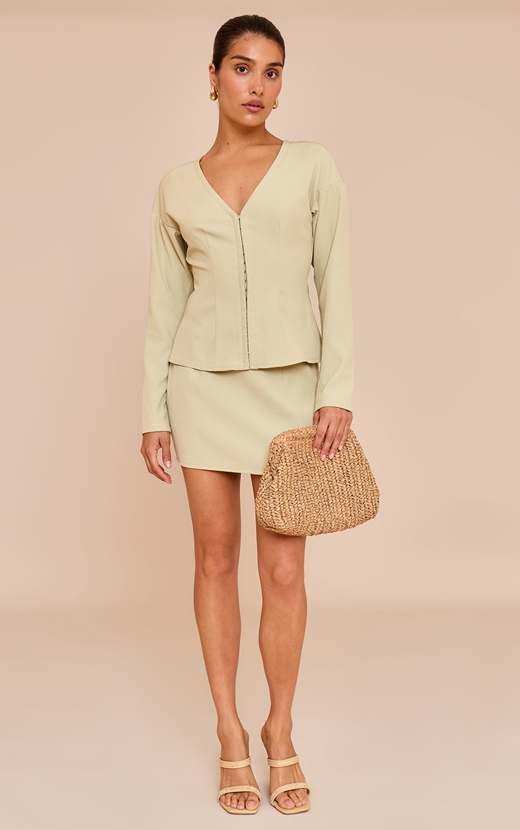Petite Soft Olive Mid Rise Mini Skirt image 1