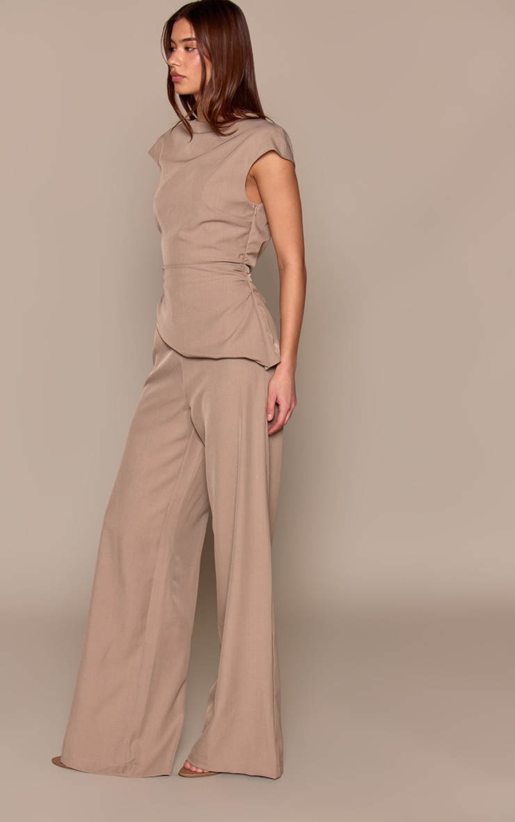 Grey High Neck Ruched Side Jumpsuit image 1