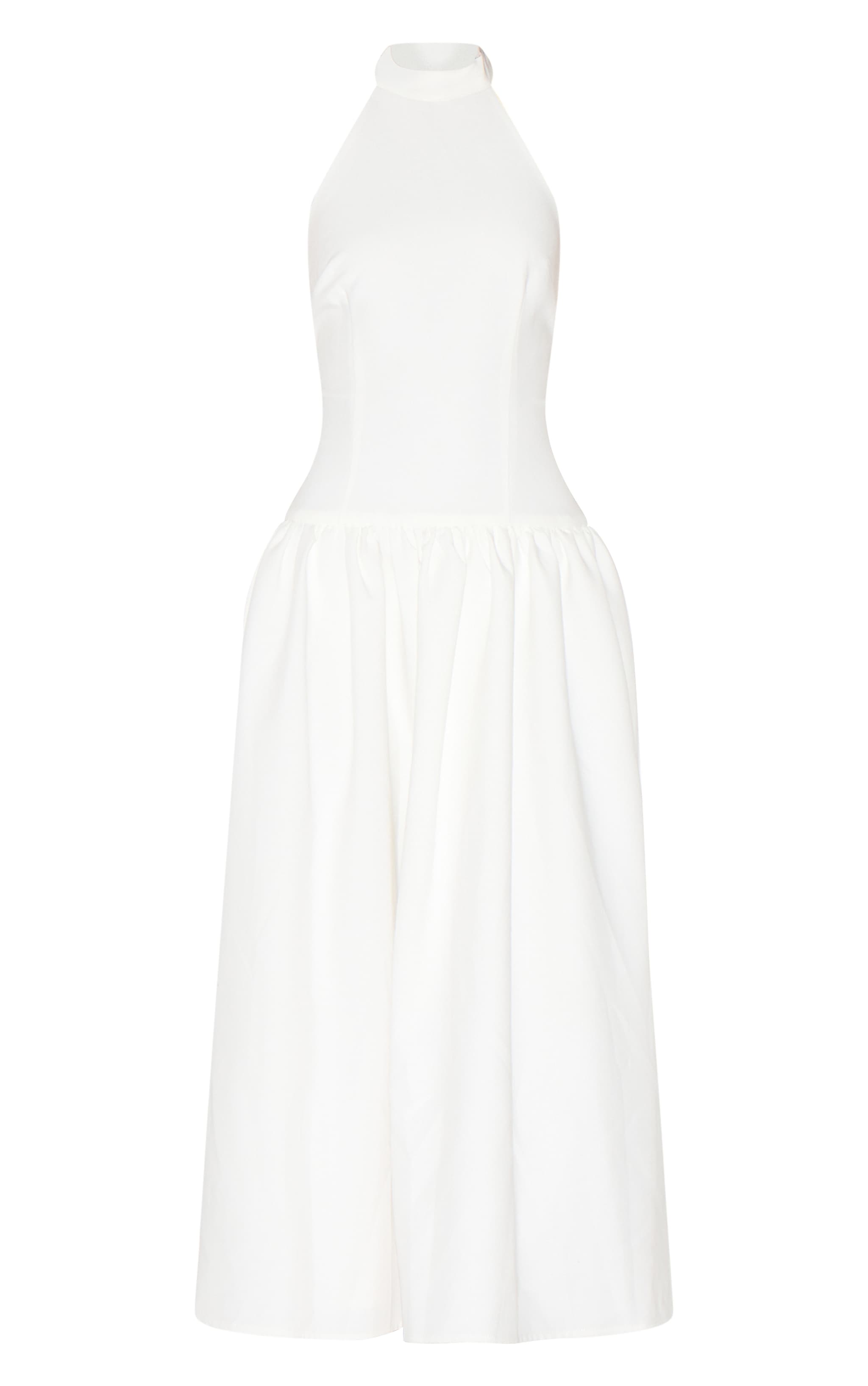 Robe longue de tailleur blanche à col montant image 5