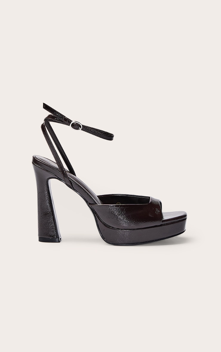 Chocolate Patent Crinkle Platform Heel image 2