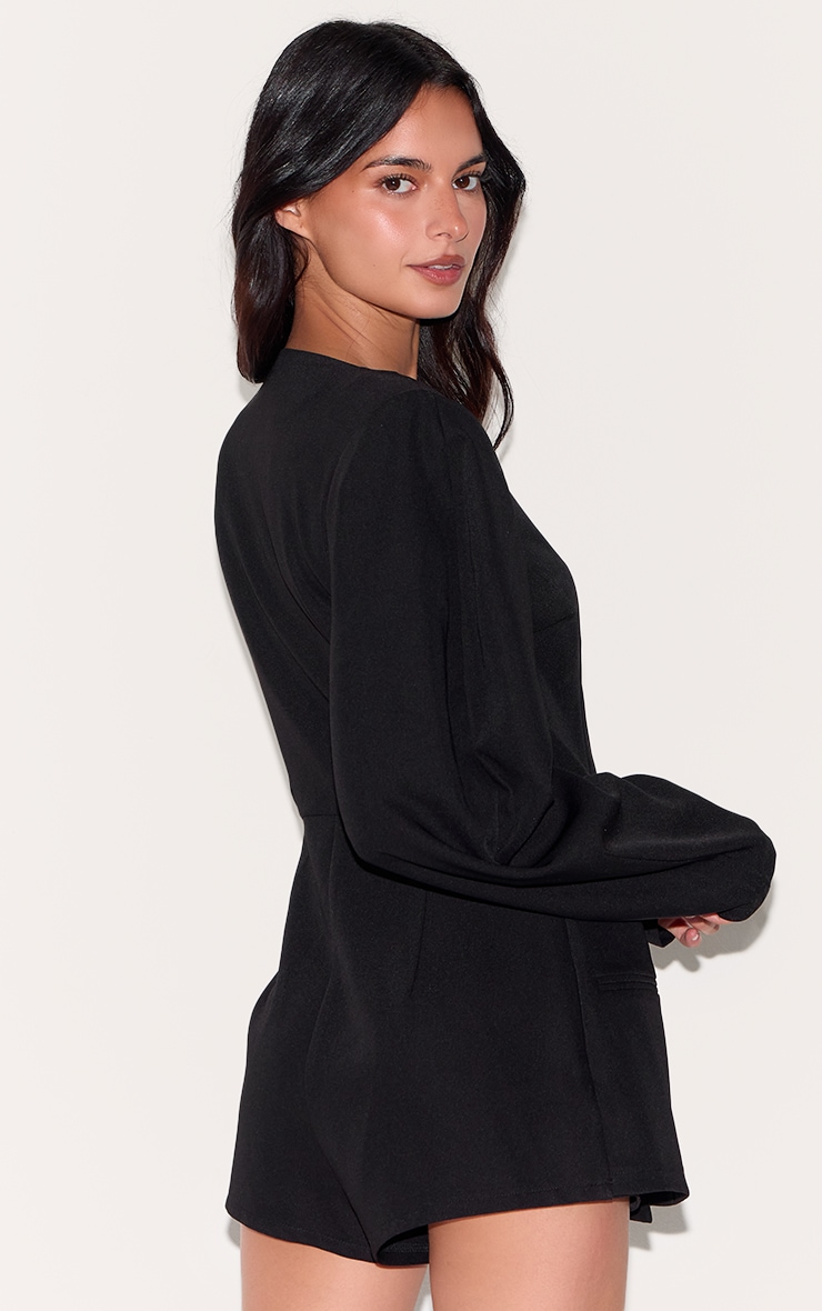 Black Cross Front Cocoon Sleeve Tailored Playsuit image 2