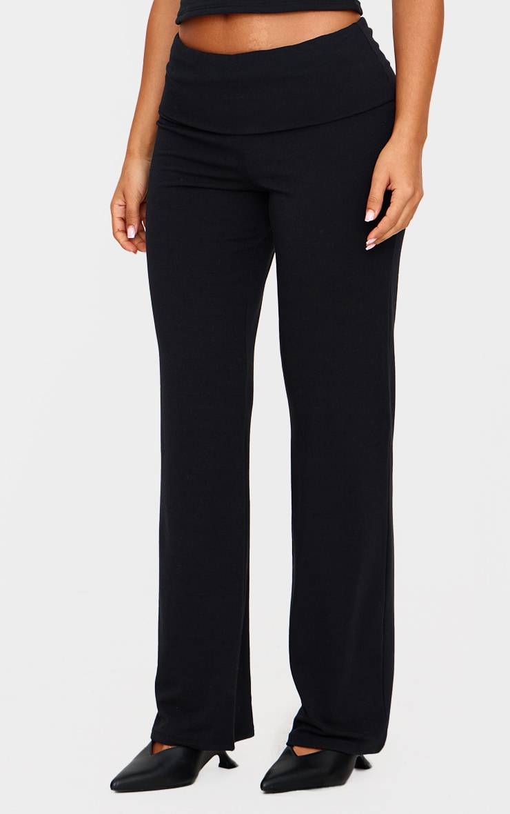 Petite Black Contour Jersey Straight Leg Pants image 2