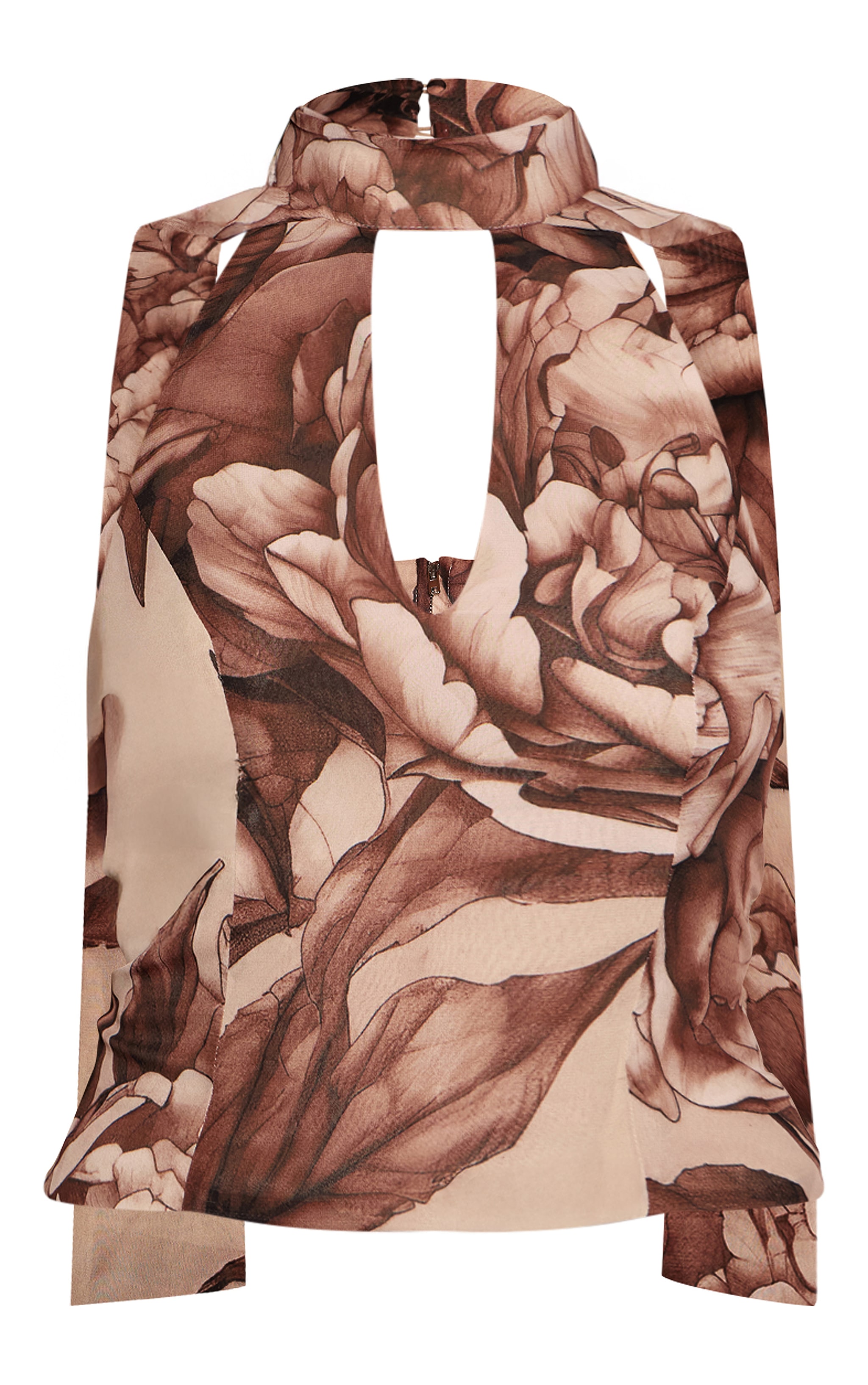 Cream Printed Keyhole Drape Top image 5