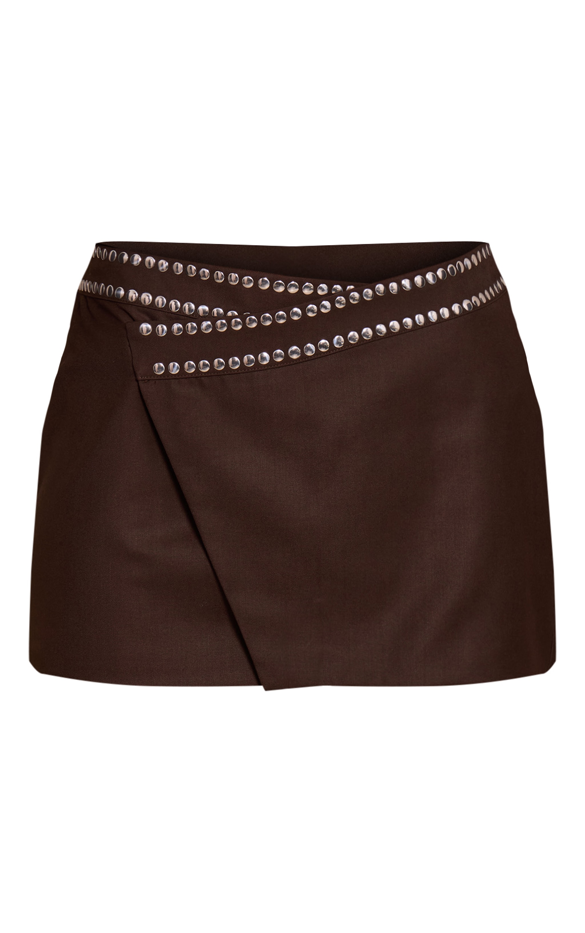 Dark Chocolate Studded Wrap Over Mini Skirt image 6
