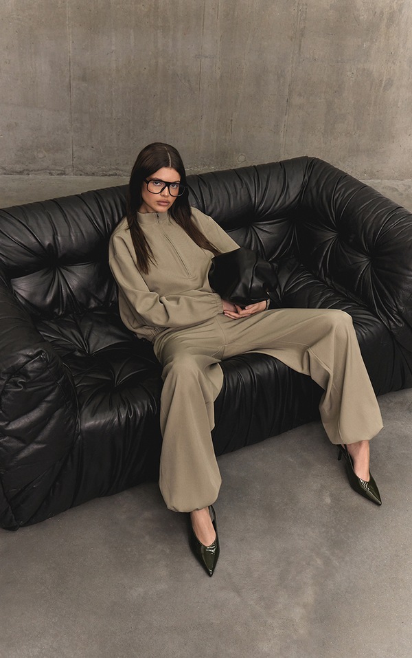 Light Khaki Woven Toggle Detail Straight Leg Trousers