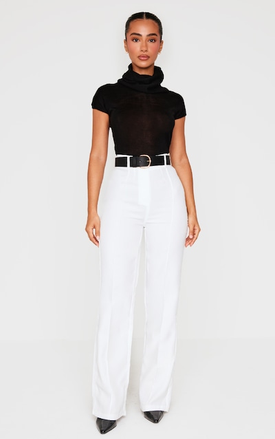 Petite White High Waist Straight Leg Trousers