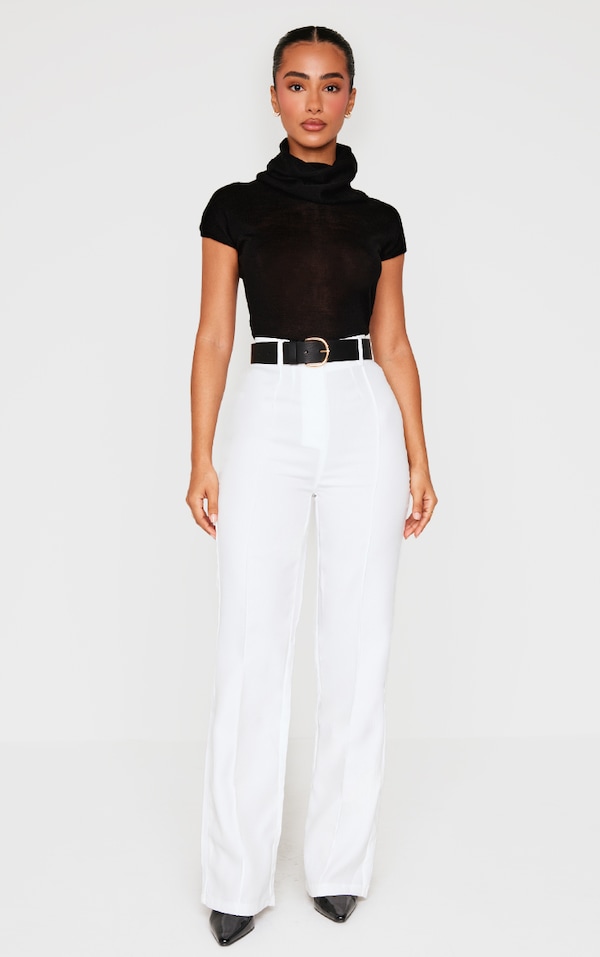 Petite White High Waist Straight Leg Pants
