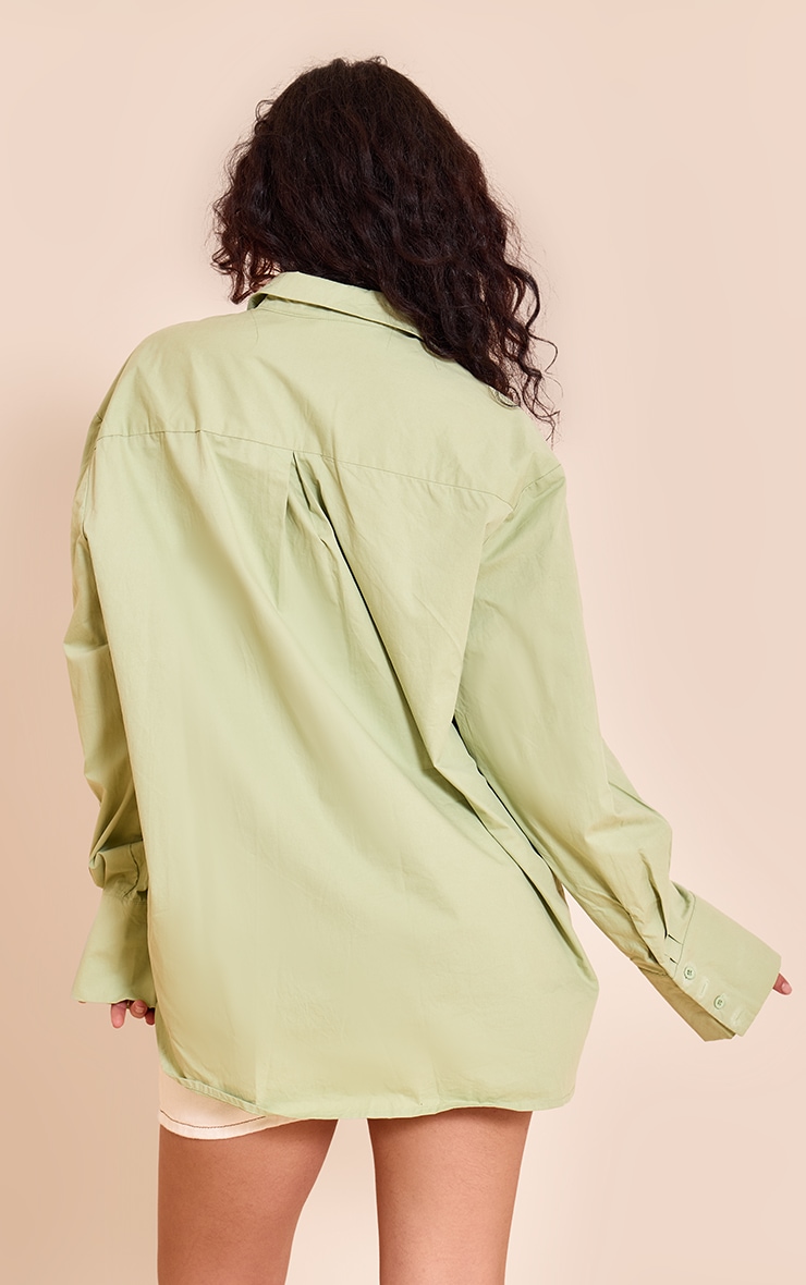 Sage Green Cotton Oversized Cuff Shirt image 2