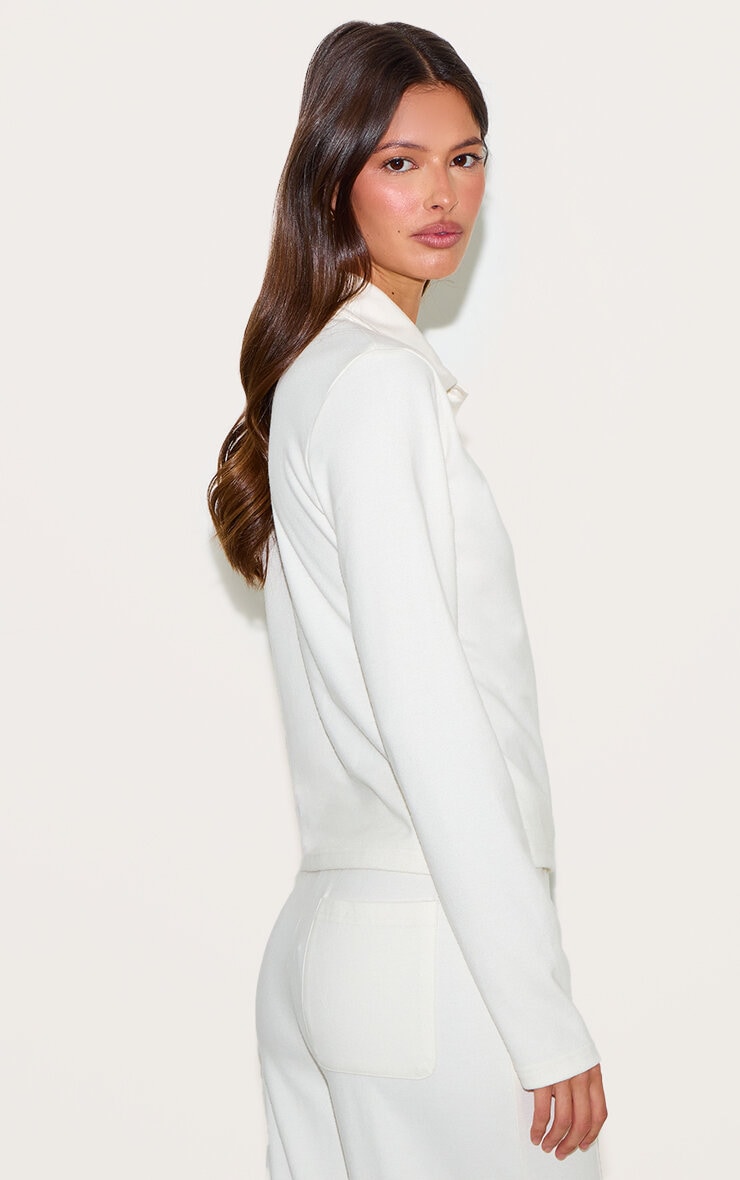 Pantalon droit très doux crème à taille basse image 3