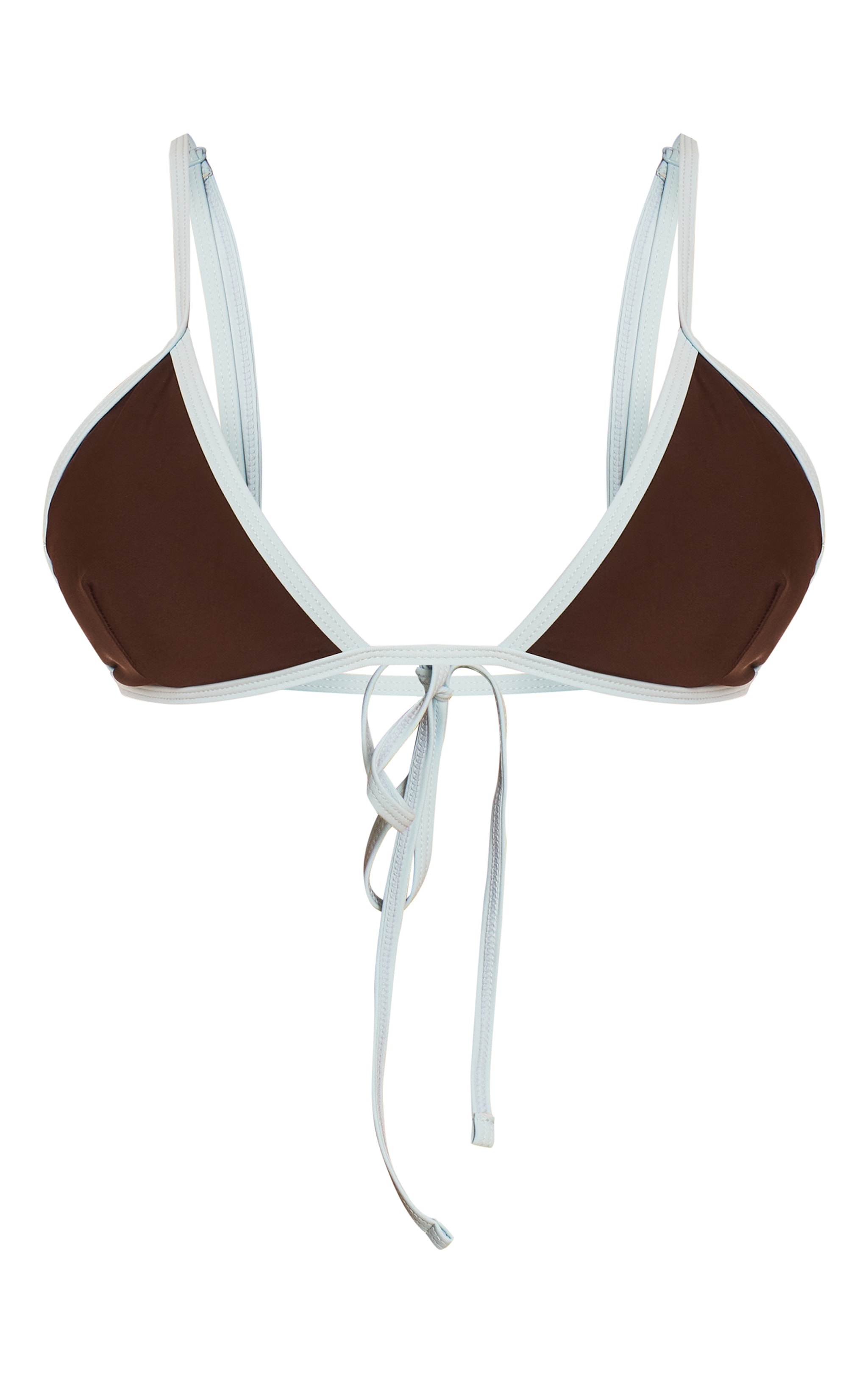 Chocolate Triangle Contrast Binding Bikini Top image 5