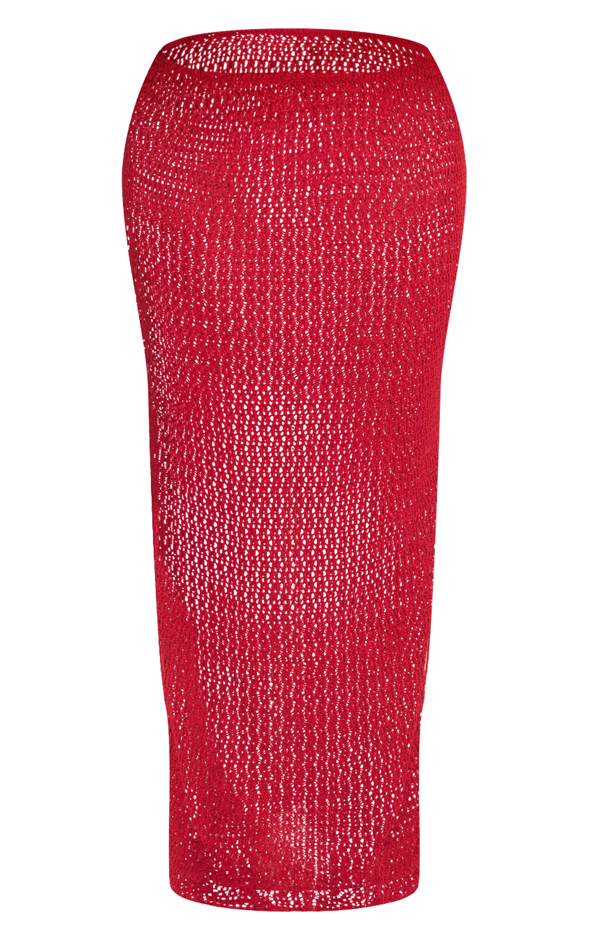 Plus Burgundy Crochet Maxi Beach Skirt image 5