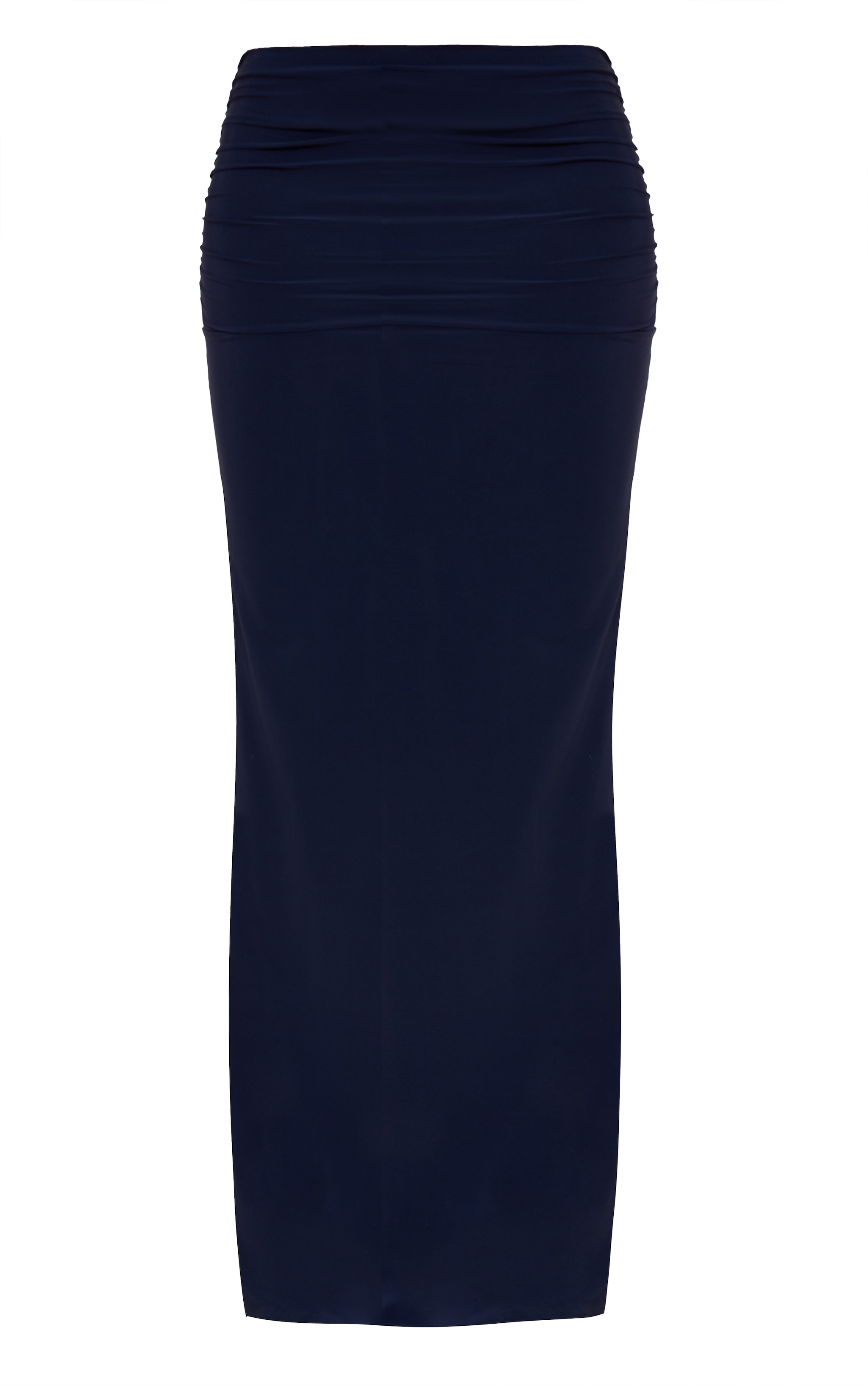 Navy Double Layer Slinky Ruched Waist Maxi Skirt image 5
