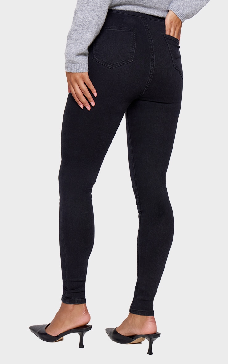 PRETTYLITTLETHING Black Disco Skinny Jeans image 3