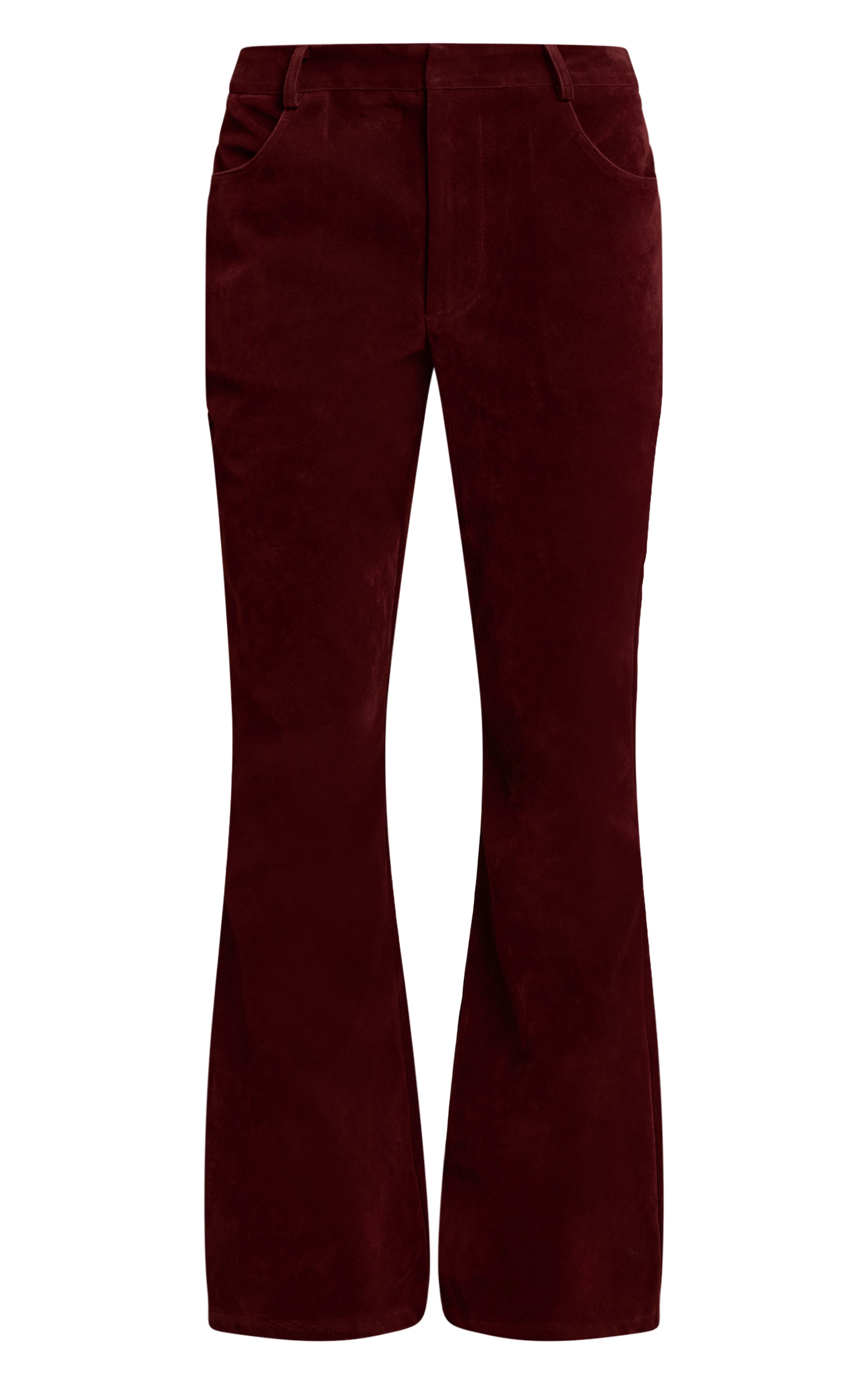 Wine Faux Suede Flared Pants image 5