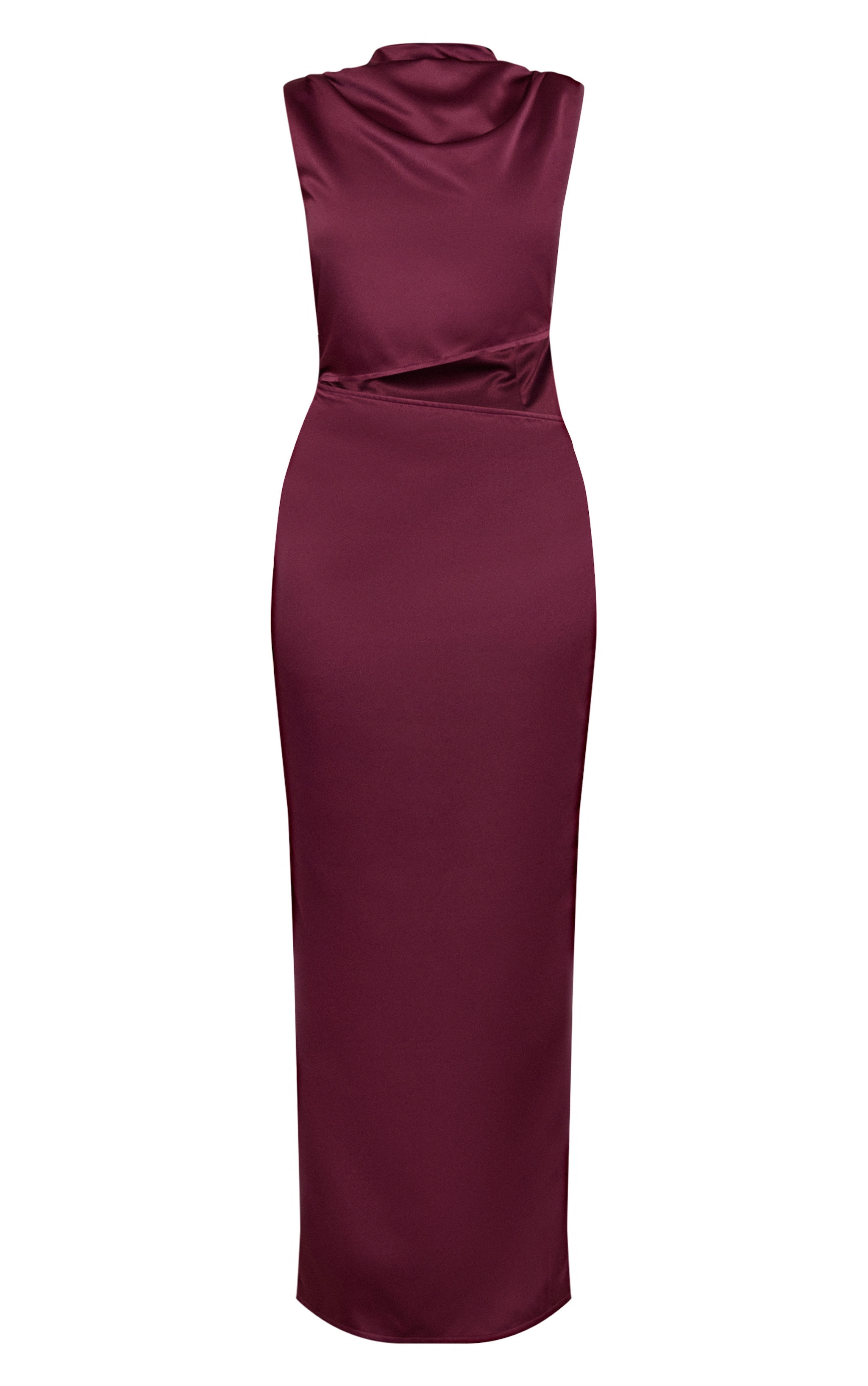  Plum Satin High Neck Cut Out Maxi Dress image 5