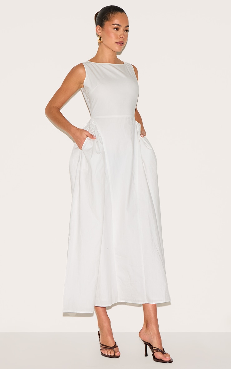 Robe longue en coton blanc à col bateau image 3