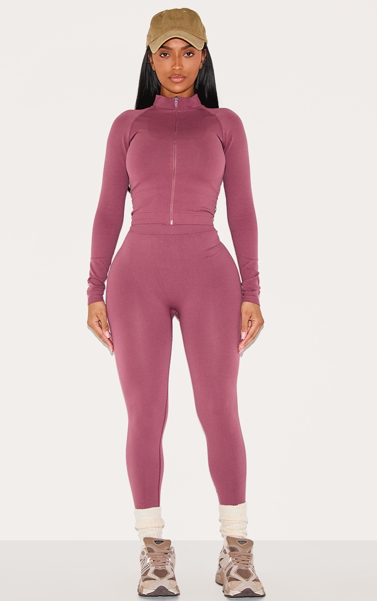 Shape Burgundy Seamless Active Ruched Bum High Waisted Leggings image 1