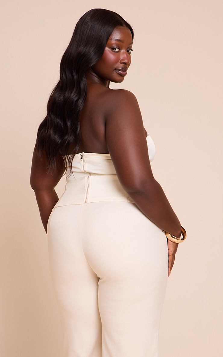 Plus Cream Woven Belted Trim Detail Bandeau Top image 2
