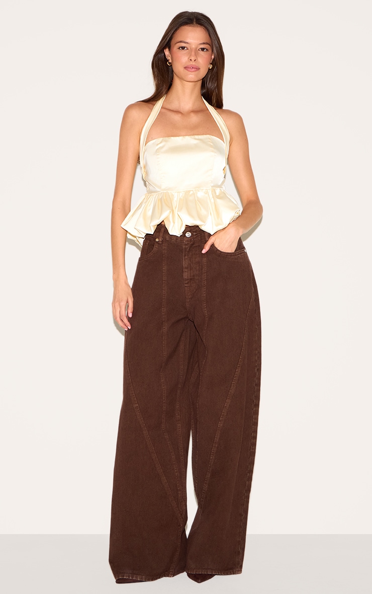 Yellow Halterneck Puff Ball Top image 3