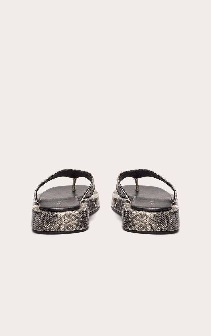 Snake Pu Round Toe Thong Flatform Sandals image 3