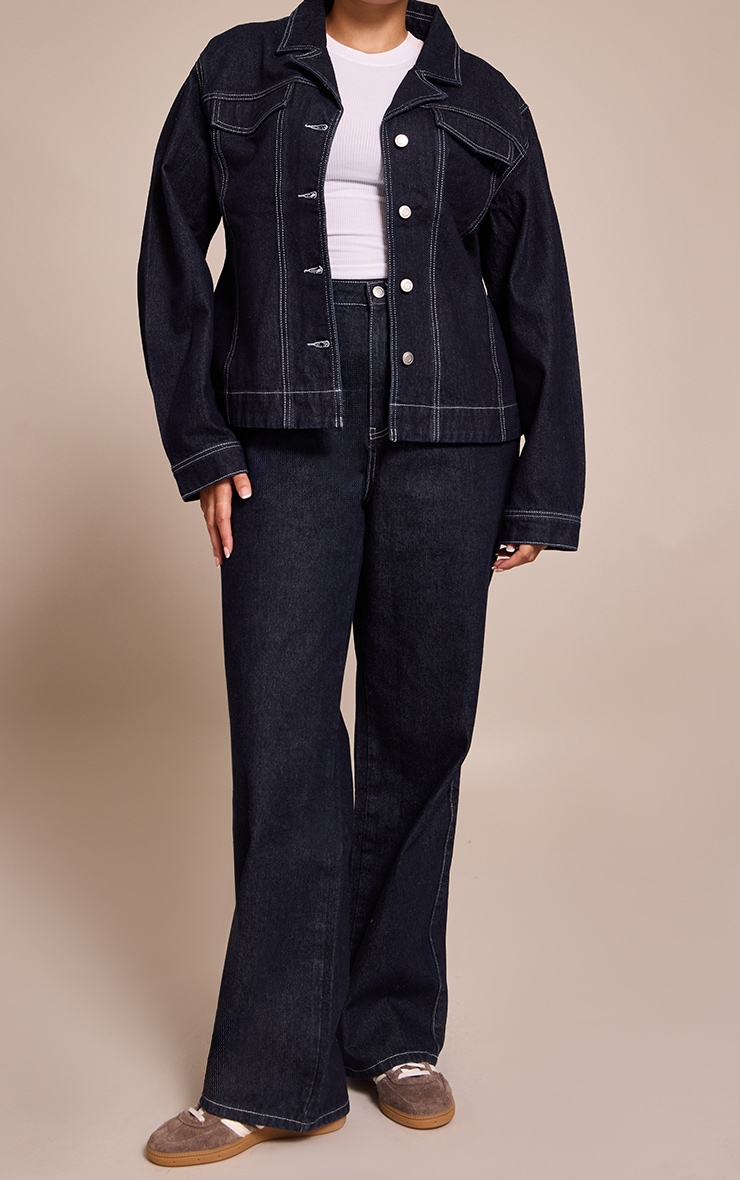 Plus Raw Indigo High Waisted Denim Straight Leg Jeans image 2