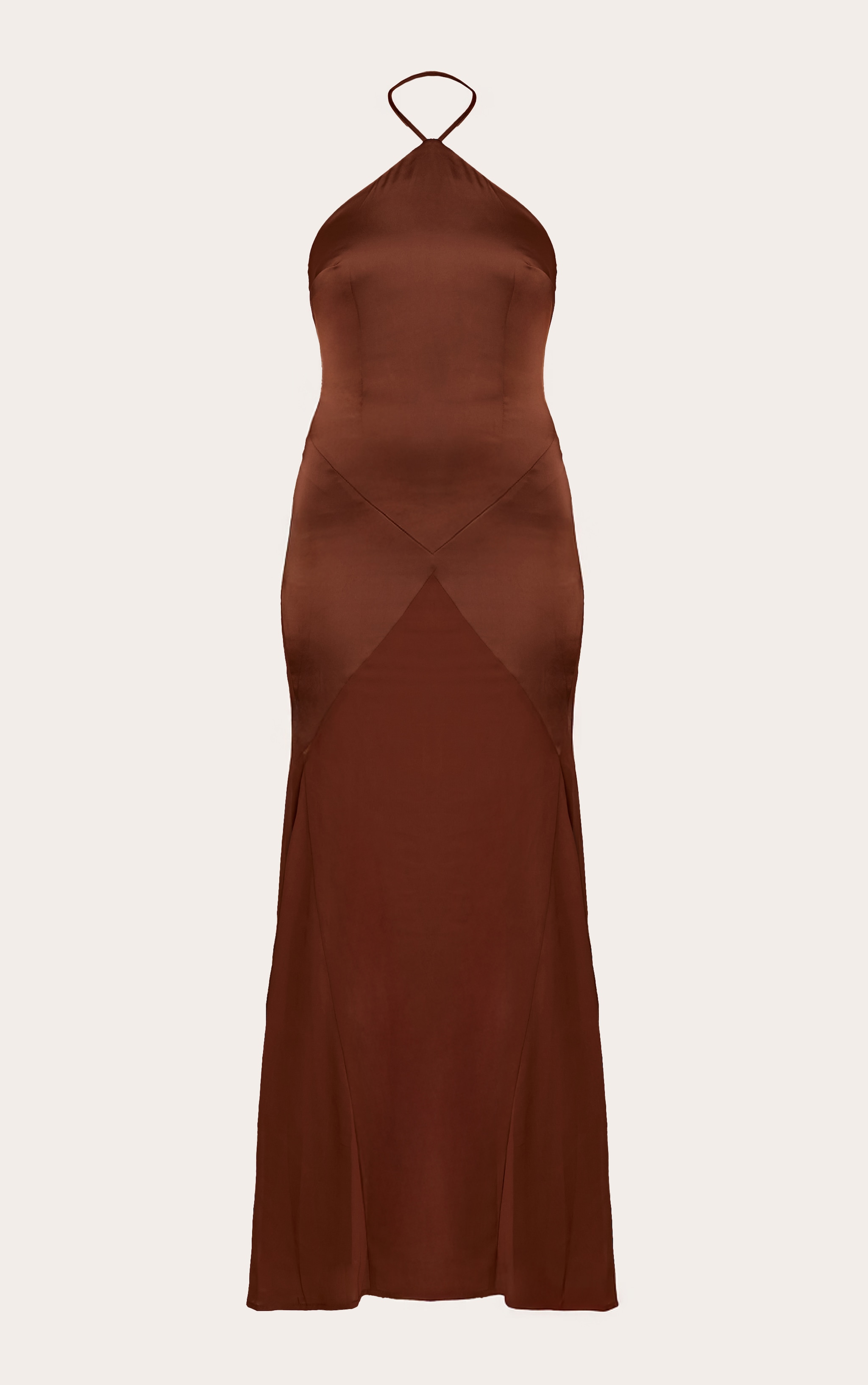 Chocolate Halterneck Contrast Maxi Dress image 5