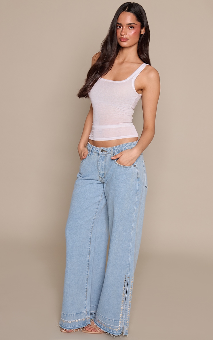 Vintage Studded Split Hem Jeans image 1