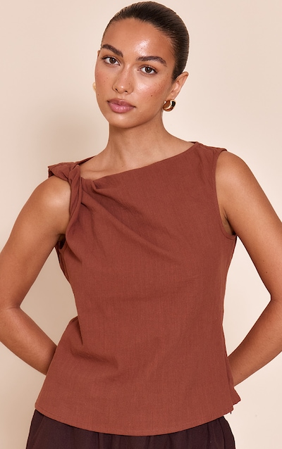 Chocolate Twist Detail Boxy Sleeveless Top