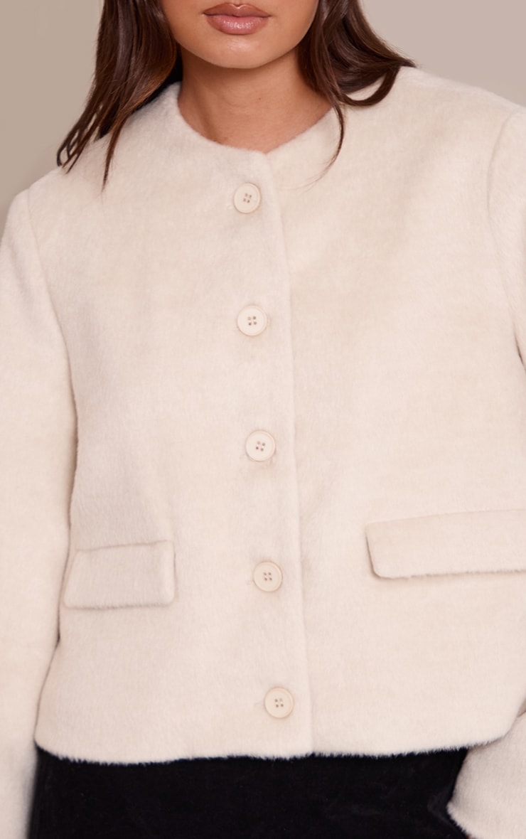 Cream Brushed Wool Single Breasted Jacket image 4