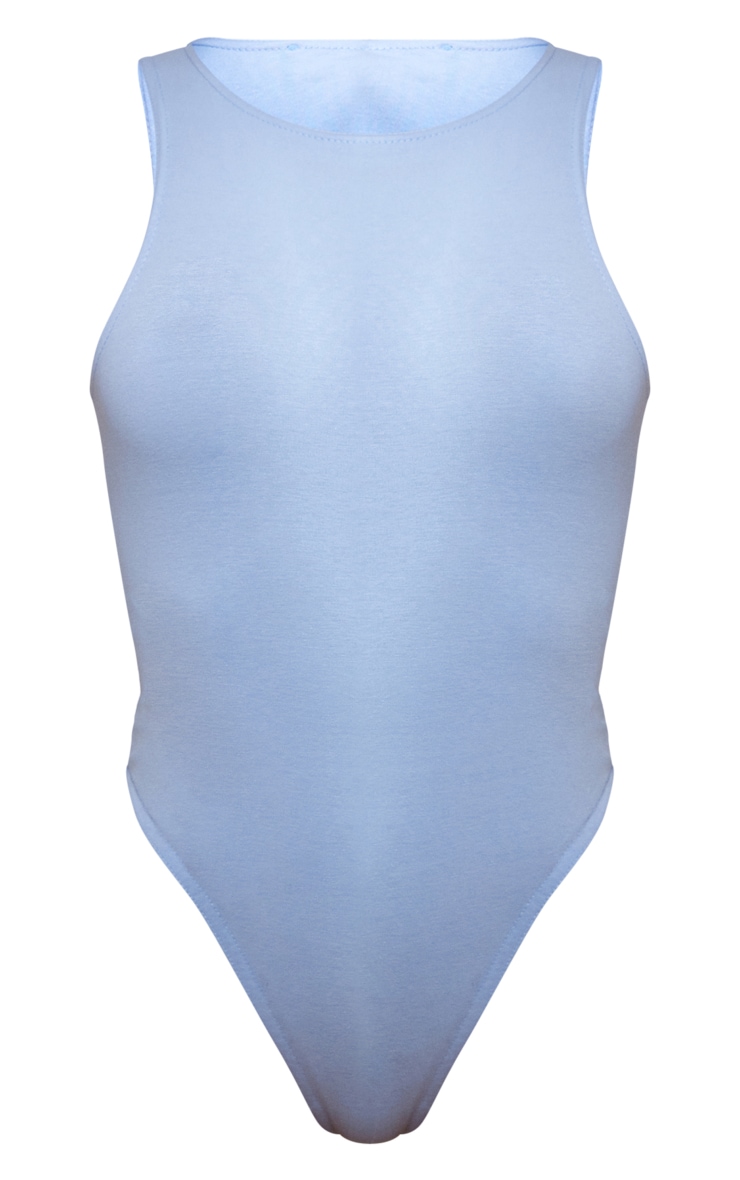 Light Blue Cotton Racer Bodysuit image 5