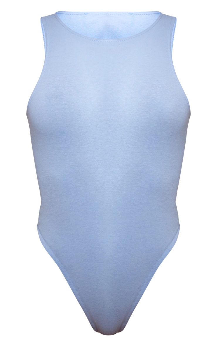  Light Blue Cotton Racer Bodysuit image 5