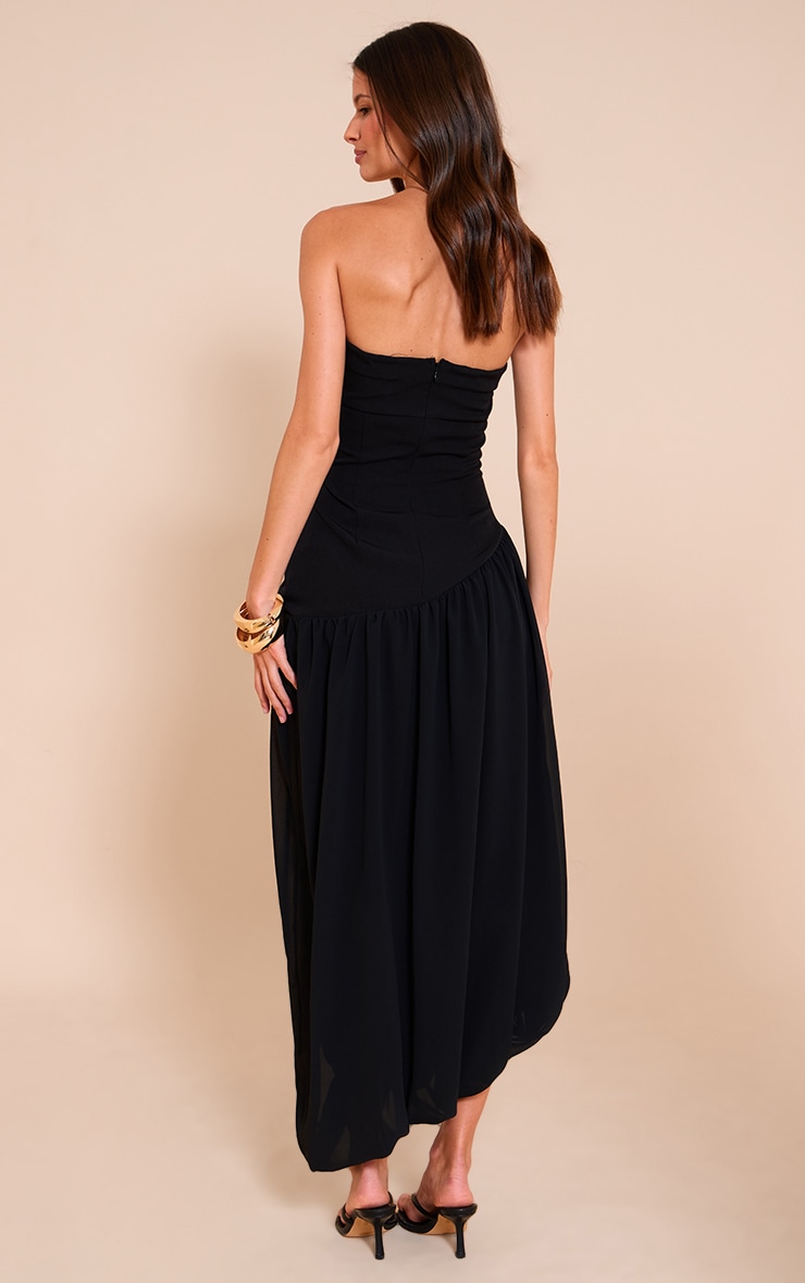 Black Chiffon Bandeau Balloon Hem Midaxi Dress image 2