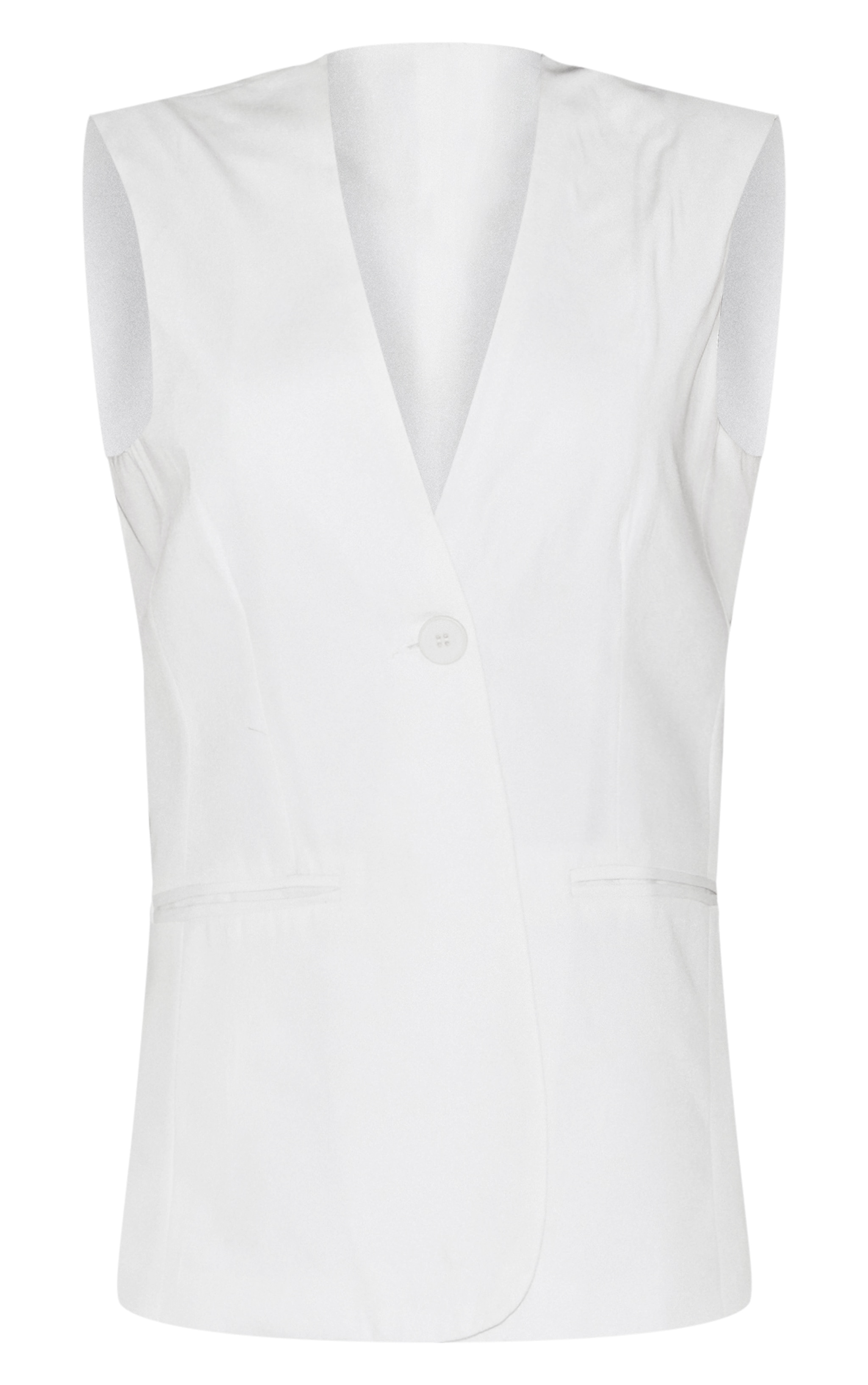 Cream Premium Tailored Woven Longline Waistcoat image 5