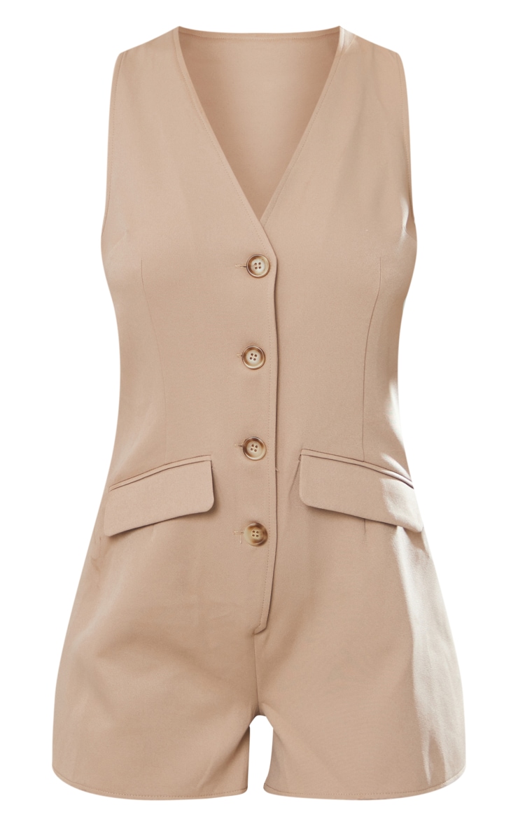 Stone Waistcoat Button Detail Playsuit image 5