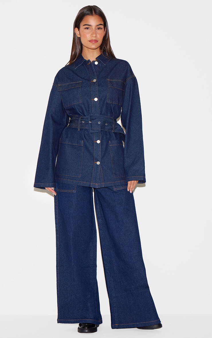 Indigo Wash Mid Rise Wide Leg Style Jeans image 2