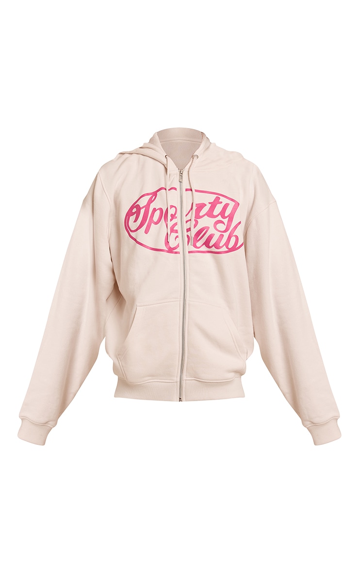 Cream Sports Club Cotton Fleece Full Zip Hoodie image 5