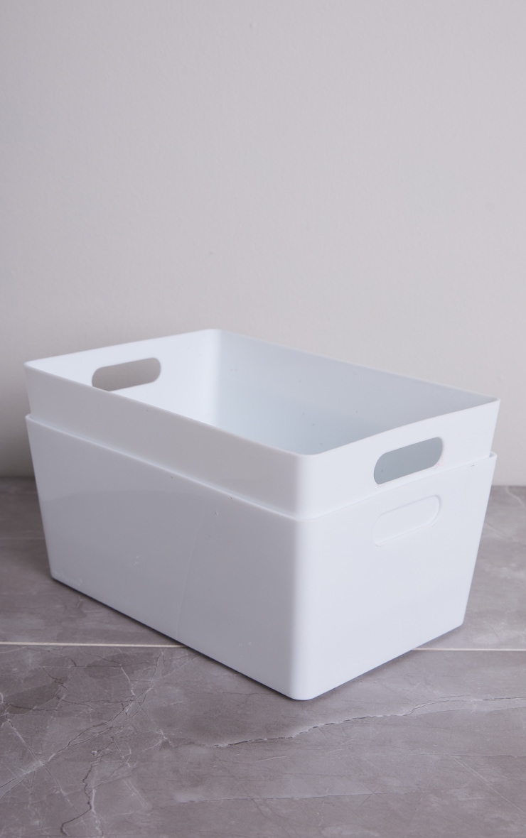 Storage White Set of 2 Medium Trays image 3