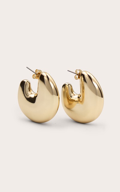 Gold Oversize Chunky Hoop Statement Earrings