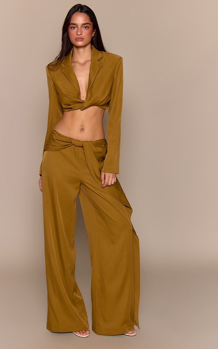 Chartreuse Twist Detail Pants image 2