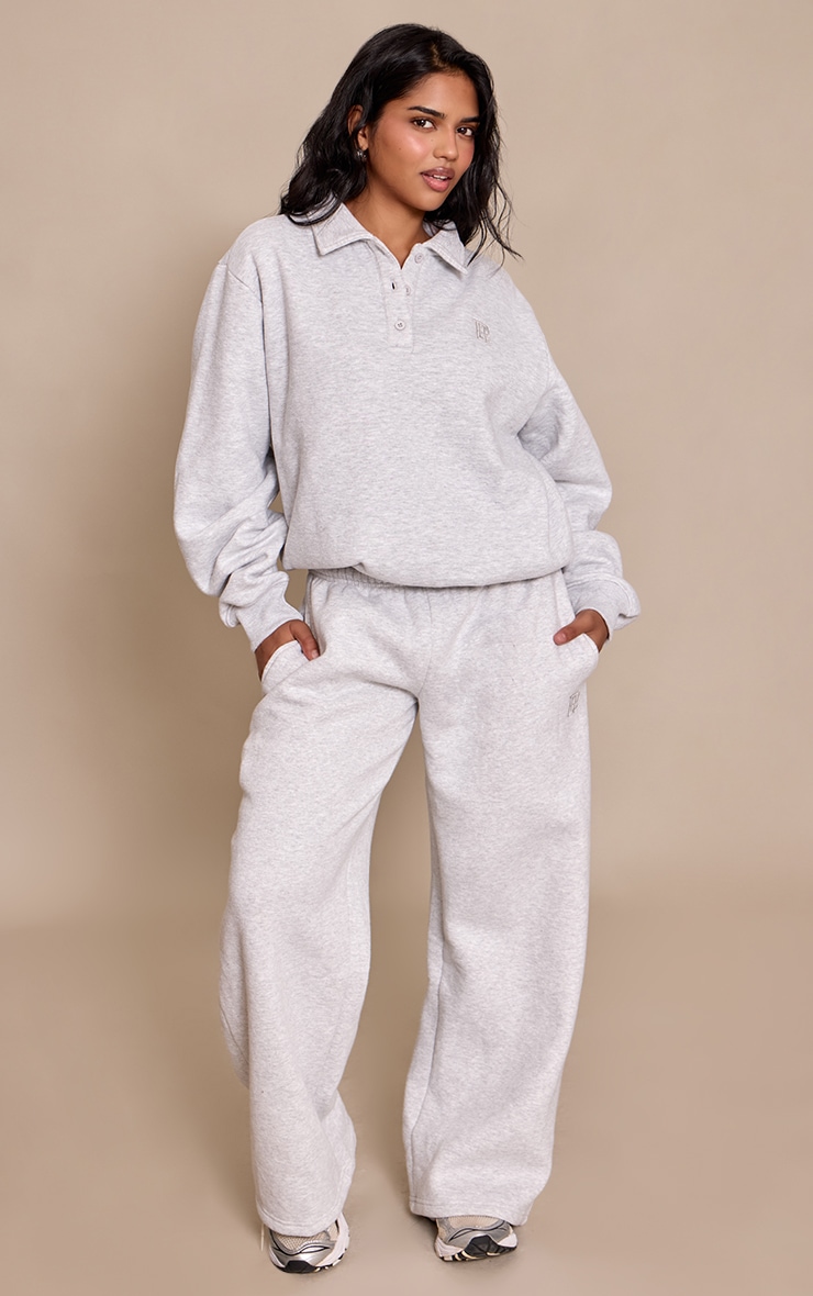 Petite Ash Grey Prettylittlething Polo Sweatshirt image 3