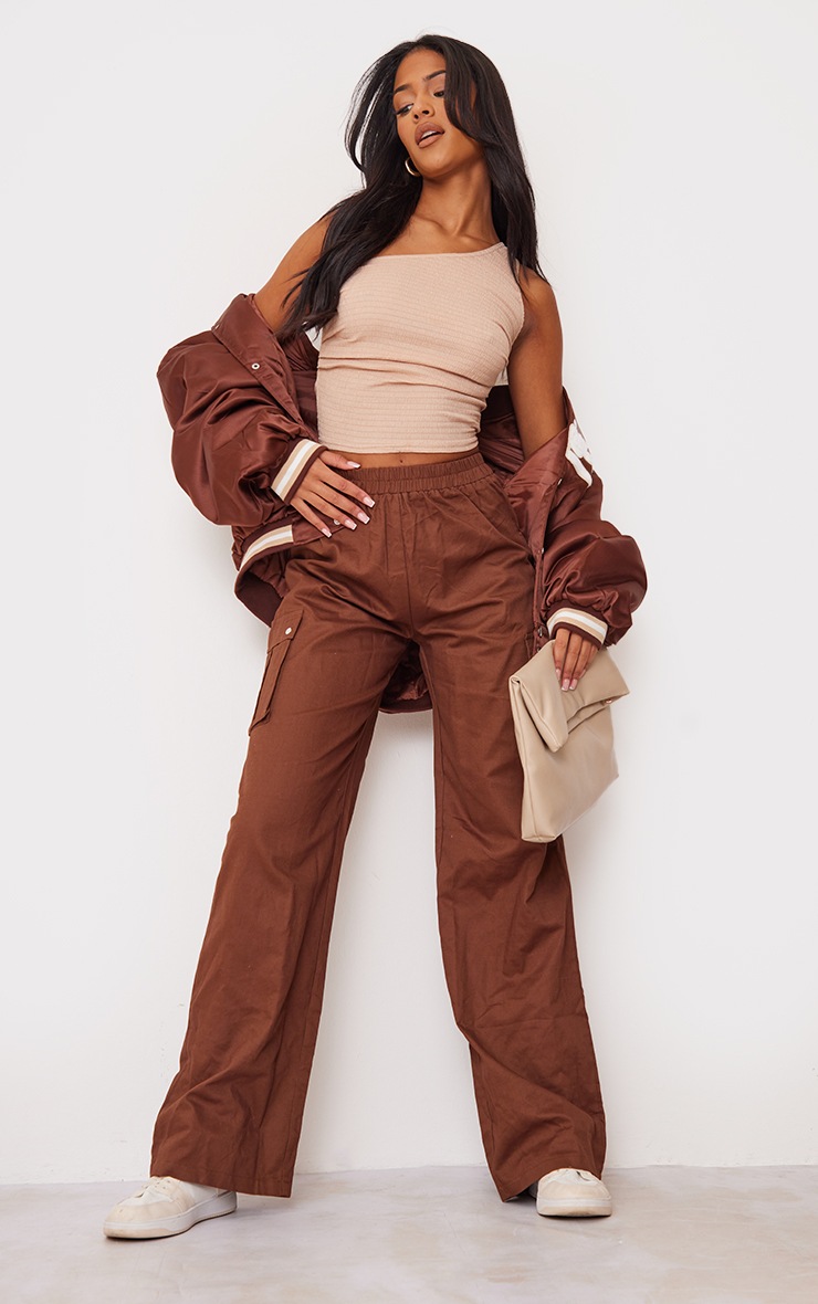 Tall Mink Textured One Shoulder Crop Top