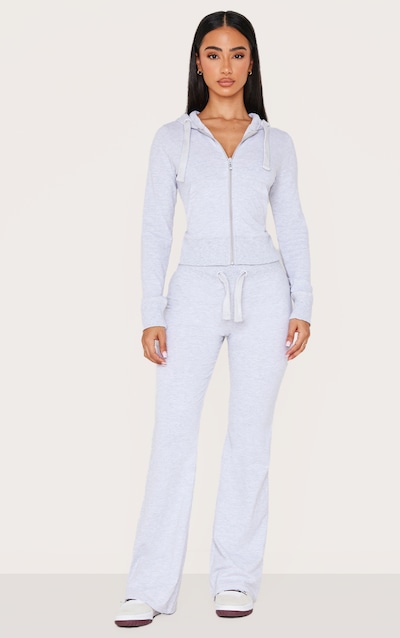Petite Pantalon skinny flare gris chiné à taille basse