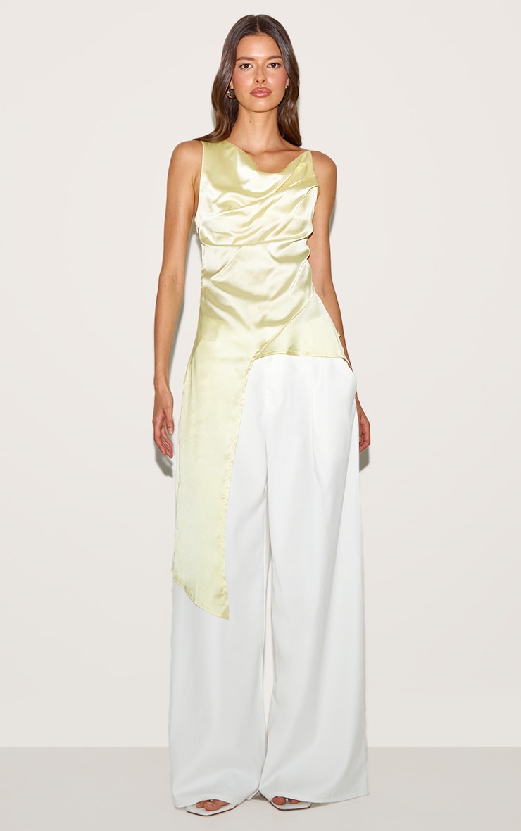 Yellow Asymmetric Satin Top image 3