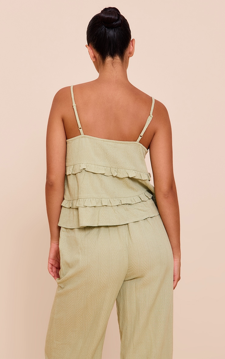 Sage Khaki Textured Strappy Cami Top image 2