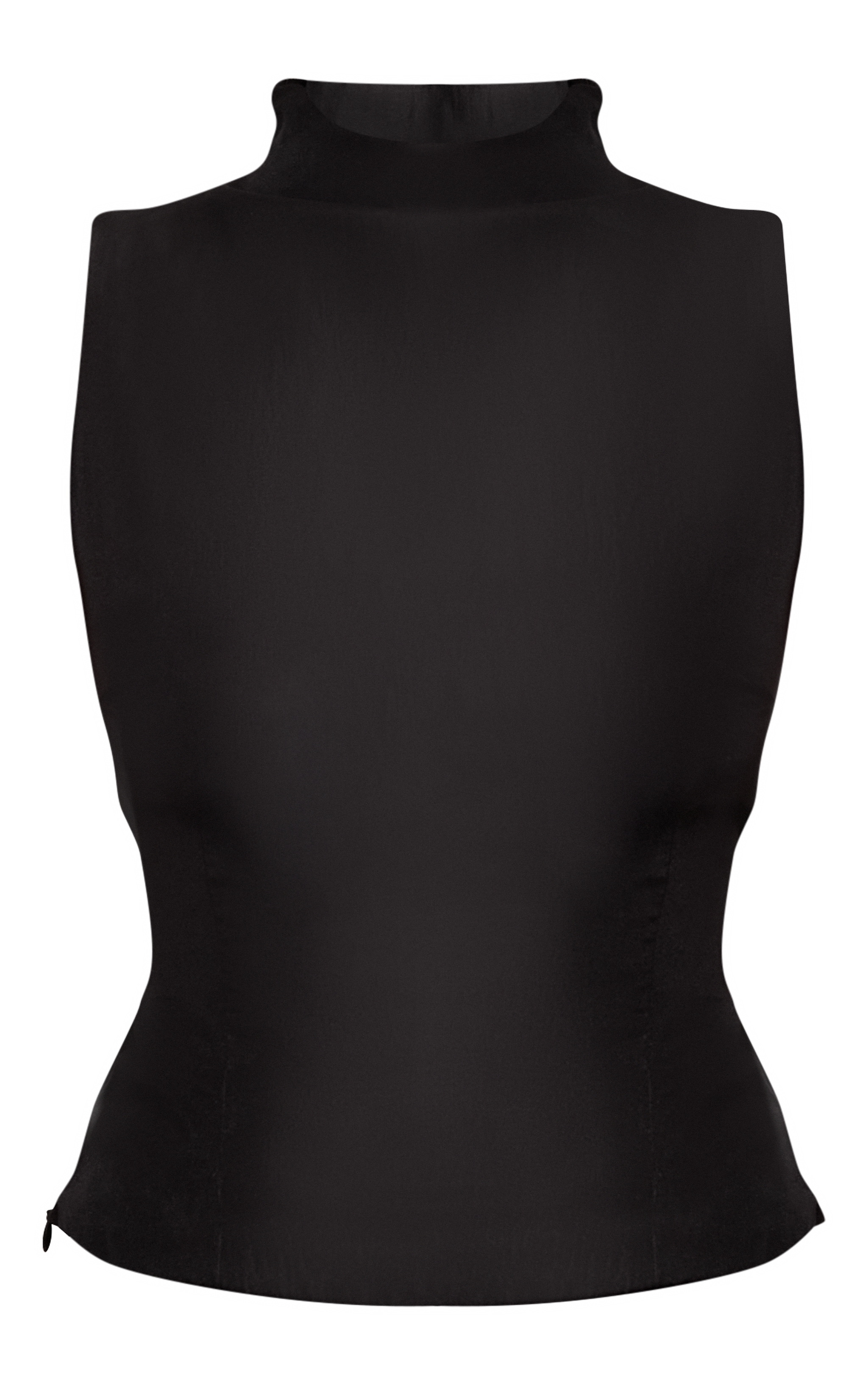 Black Organza Ruched Longline Top image 5