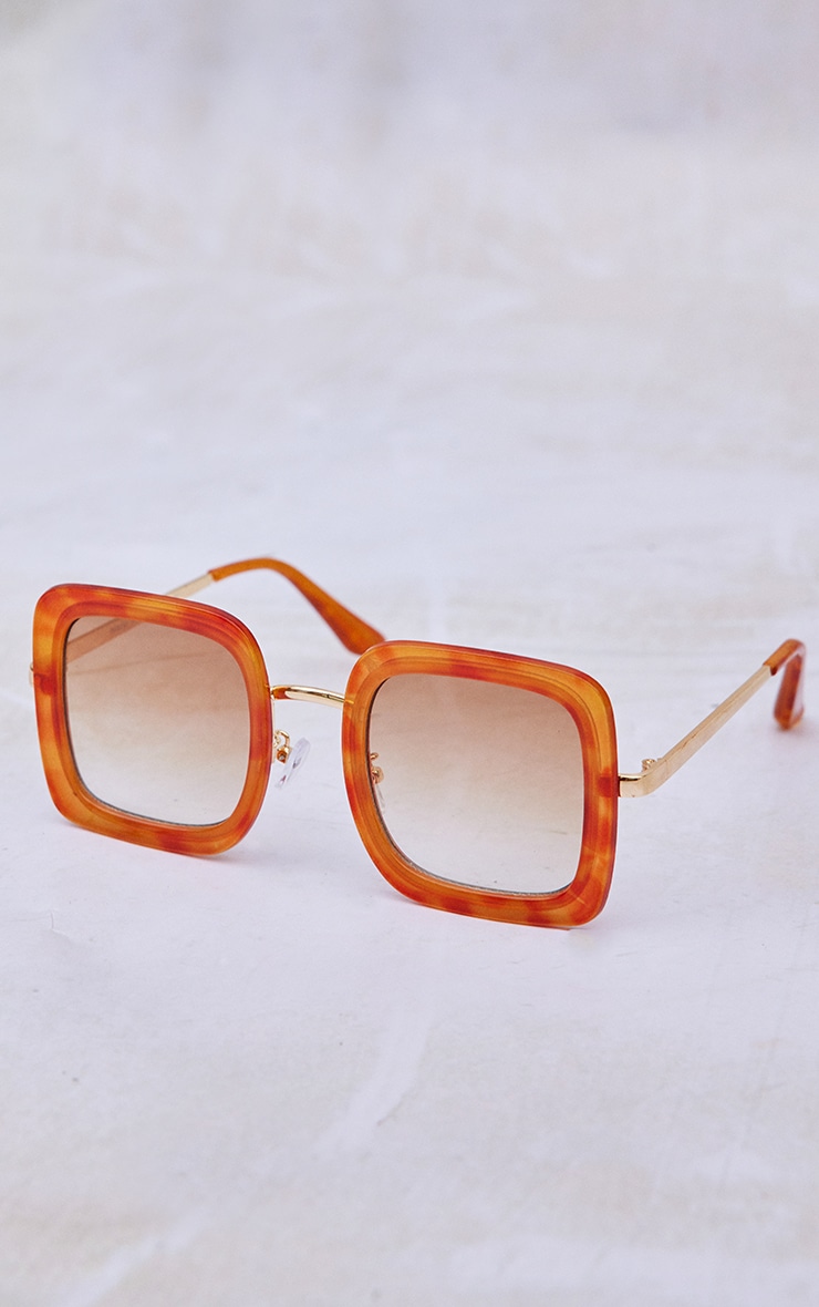Lunettes de soleil carrées écaille marron oversize image 2