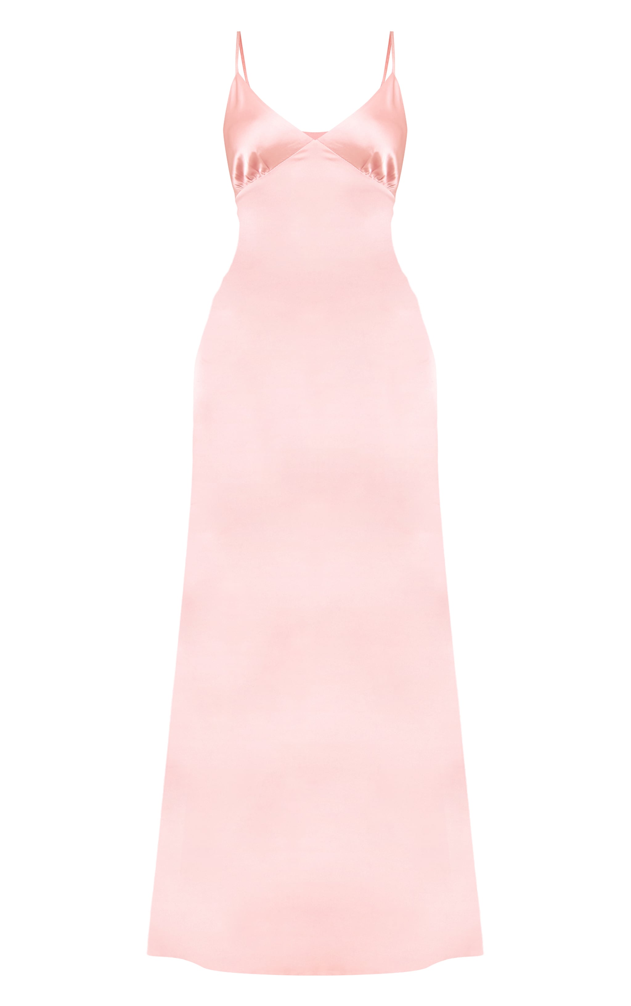 Robe longue satinée rose blush à bretelles fines image 5